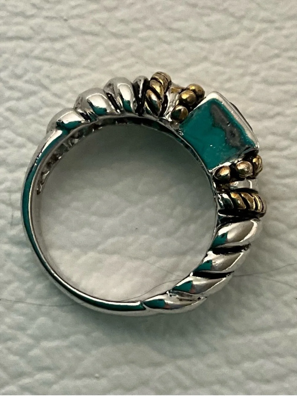 David Yerman, Sterling silver cable gemstone ring size 5.5